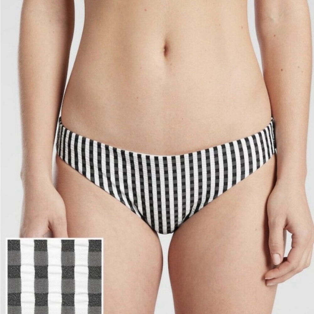 Athleta Seersucker High Waist Bottom Size XS Black/White NWT